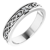 14K Gold Round Natural Diamond Celtic-Inspired Eternity Band - White Gold