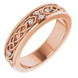 14K Gold Round Natural Diamond Celtic-Inspired Eternity Band - Rose Gold