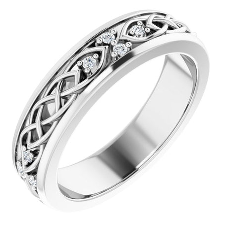 14K Gold Round Natural Diamond Celtic-Inspired Eternity Band - White Gold