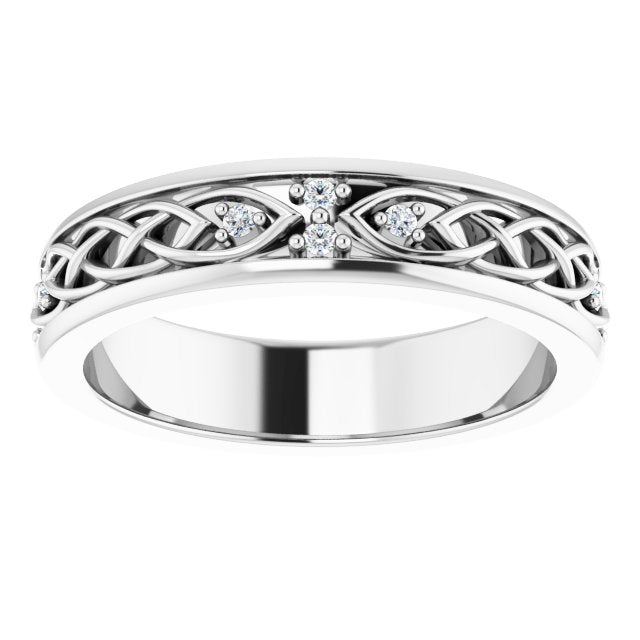 Platinum Round Natural Diamond Celtic-Inspired Eternity Band - view 3