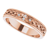14K Gold Round Natural Diamond Celtic-Inspired Eternity Band - Rose Gold - view 5