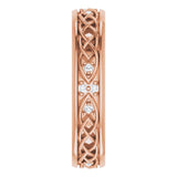 14K Gold Round Natural Diamond Celtic-Inspired Eternity Band - Rose Gold - view 4