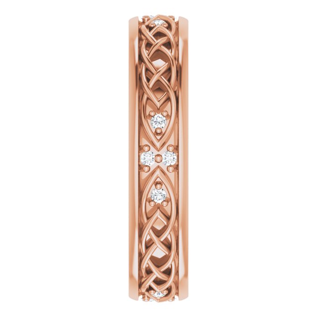 14K Gold Round Natural Diamond Celtic-Inspired Eternity Band - Rose Gold - view 4
