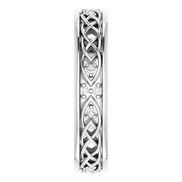 Platinum Round Natural Diamond Celtic-Inspired Eternity Band - view 4
