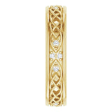 14K Gold Round Natural Diamond Celtic-Inspired Eternity Band - Yellow Gold - view 4