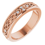 14K Gold Round Natural Diamond Celtic-Inspired Eternity Band - Rose Gold