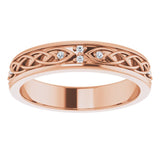 14K Gold Round Natural Diamond Celtic-Inspired Eternity Band - Rose Gold - view 3