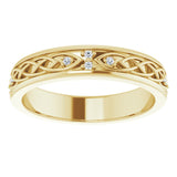 14K Gold Round Natural Diamond Celtic-Inspired Eternity Band - Yellow Gold - view 3