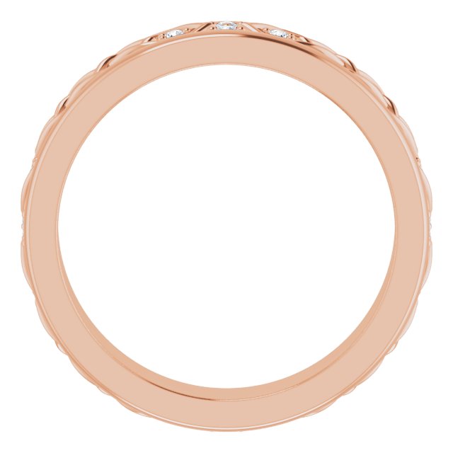 14K Gold Round Natural Diamond Celtic-Inspired Eternity Band - Rose Gold - view 2