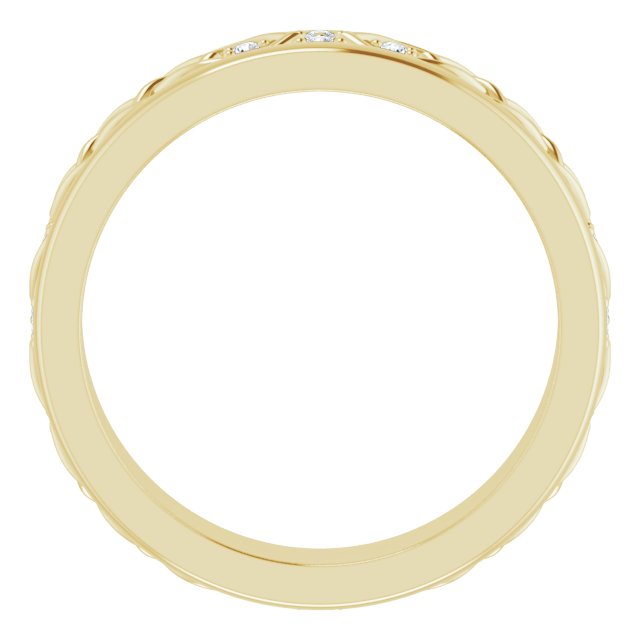 14K Gold Round Natural Diamond Celtic-Inspired Eternity Band - Yellow Gold - view 2