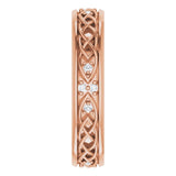 14K Gold Round Natural Diamond Celtic-Inspired Eternity Band - Rose Gold - view 4