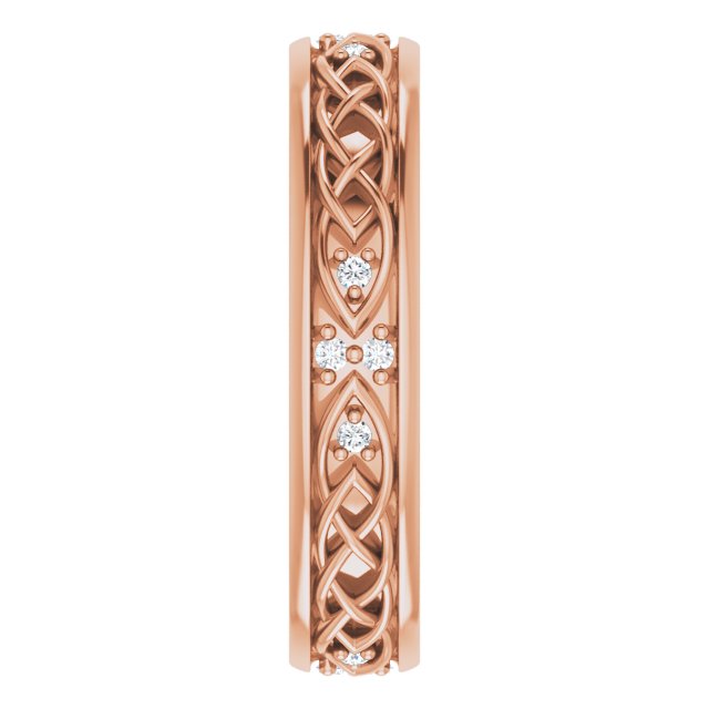 14K Gold Round Natural Diamond Celtic-Inspired Eternity Band - Rose Gold - view 4
