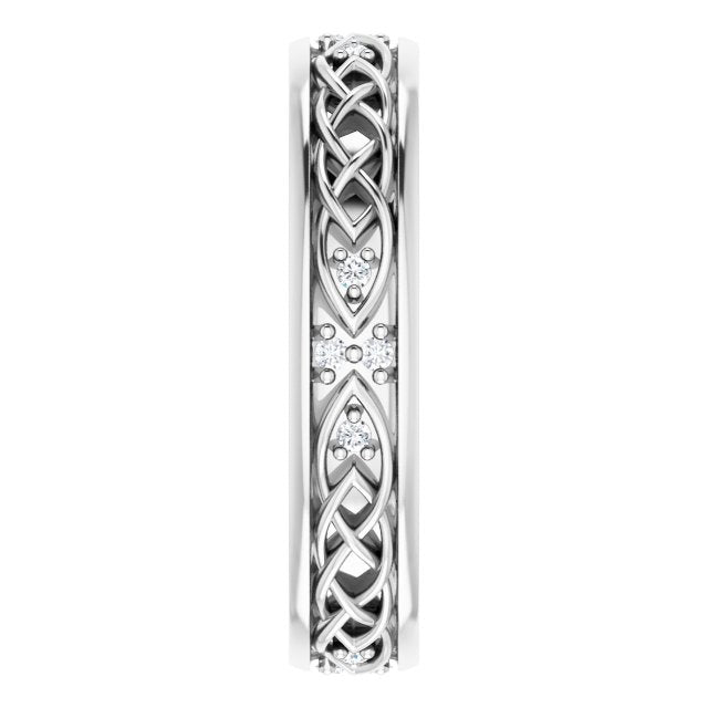 Platinum Round Natural Diamond Celtic-Inspired Eternity Band - view 4