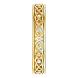 14K Gold Round Natural Diamond Celtic-Inspired Eternity Band - Yellow Gold - view 4