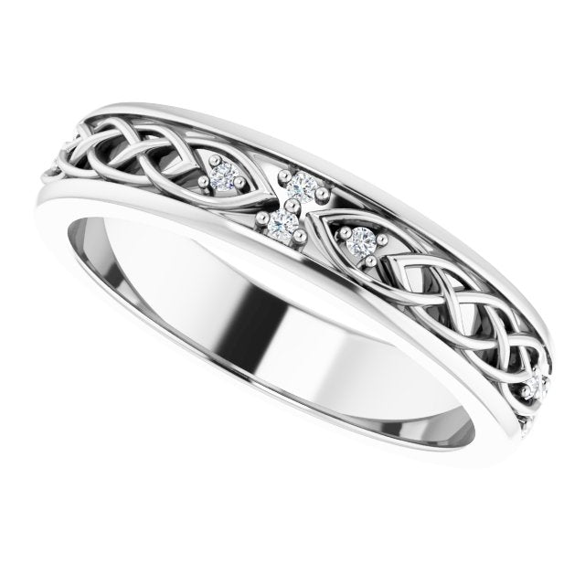 Platinum Round Natural Diamond Celtic-Inspired Eternity Band - view 5