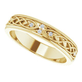 14K Gold Round Natural Diamond Celtic-Inspired Eternity Band - Yellow Gold - view 5