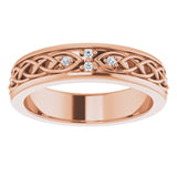 14K Gold Round Natural Diamond Celtic-Inspired Eternity Band - Rose Gold - view 3