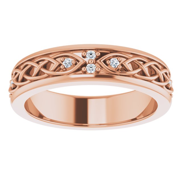 14K Gold Round Natural Diamond Celtic-Inspired Eternity Band - Rose Gold - view 3