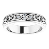 Platinum Round Natural Diamond Celtic-Inspired Eternity Band - view 3
