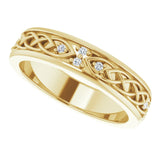 14K Gold Round Natural Diamond Celtic-Inspired Eternity Band - Yellow Gold - view 5