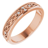 14K Gold Round Natural Diamond Celtic-Inspired Eternity Band - Rose Gold