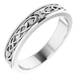 Platinum Round Natural Diamond Celtic-Inspired Eternity Band