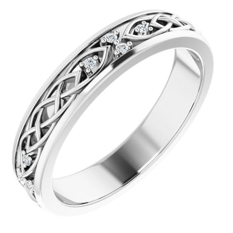 14K Gold Round Natural Diamond Celtic-Inspired Eternity Band - White Gold