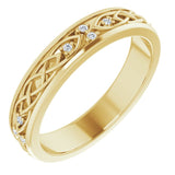 14K Gold Round Natural Diamond Celtic-Inspired Eternity Band - Yellow Gold