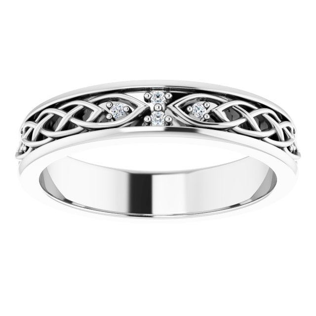Platinum Round Natural Diamond Celtic-Inspired Eternity Band - view 3
