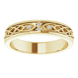 14K Gold Round Natural Diamond Celtic-Inspired Eternity Band - Yellow Gold - view 3