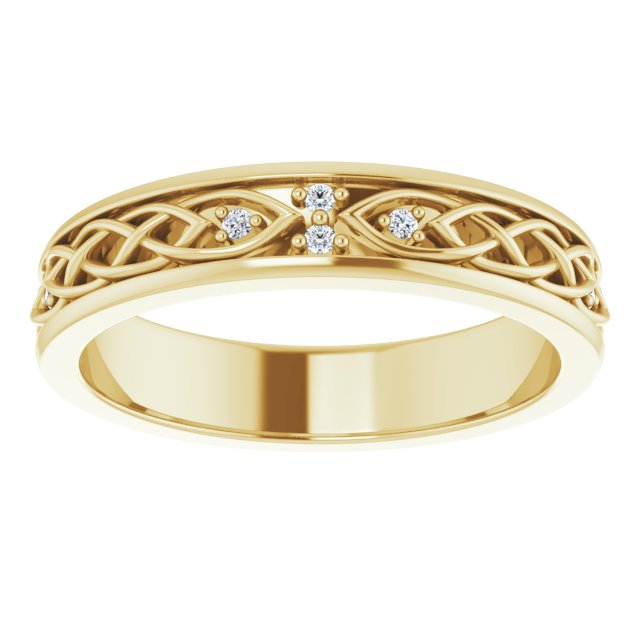 14K Gold Round Natural Diamond Celtic-Inspired Eternity Band - Yellow Gold - view 3