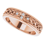 14K Gold Round Natural Diamond Celtic-Inspired Eternity Band - Rose Gold - view 5