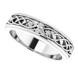 14K Gold Round Natural Diamond Celtic-Inspired Eternity Band - White Gold - view 5