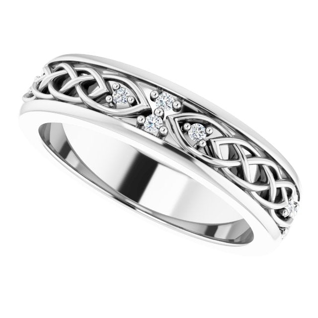Platinum Round Natural Diamond Celtic-Inspired Eternity Band - view 5