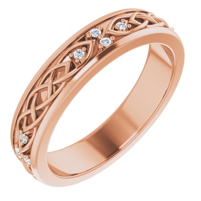 14K Gold Round Natural Diamond Celtic-Inspired Eternity Band - Rose Gold