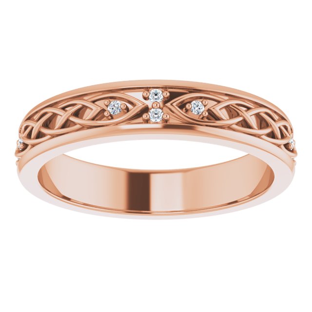 14K Gold Round Natural Diamond Celtic-Inspired Eternity Band - Rose Gold - view 3