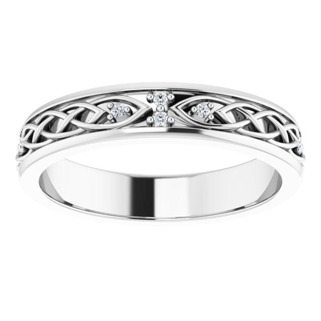 Platinum Round Natural Diamond Celtic-Inspired Eternity Band - view 3