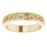 14K Gold Round Natural Diamond Celtic-Inspired Eternity Band - Yellow Gold - view 3