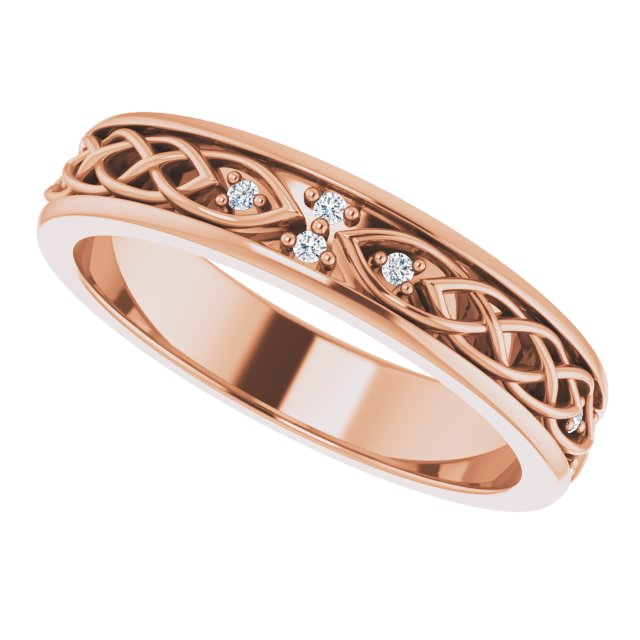14K Gold Round Natural Diamond Celtic-Inspired Eternity Band - Rose Gold - view 5