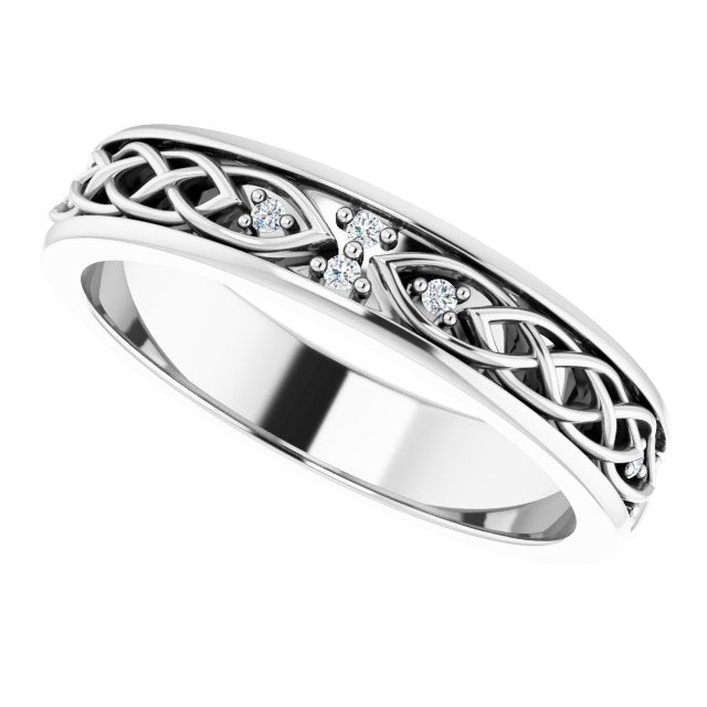 14K Gold Round Natural Diamond Celtic-Inspired Eternity Band - White Gold - view 5