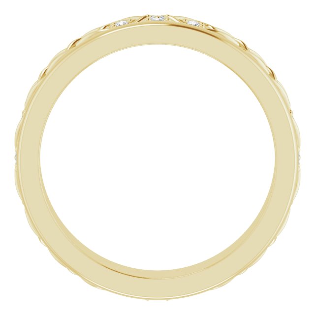 14K Gold Round Natural Diamond Celtic-Inspired Eternity Band - Yellow Gold - view 2