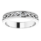 14K Gold Round Natural Diamond Celtic-Inspired Eternity Band - White Gold - view 3