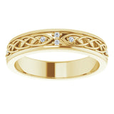 14K Gold Round Natural Diamond Celtic-Inspired Eternity Band - Yellow Gold - view 3