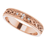14K Gold Round Natural Diamond Celtic-Inspired Eternity Band - Rose Gold - view 5