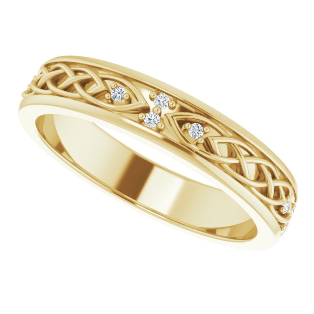 14K Gold Round Natural Diamond Celtic-Inspired Eternity Band - Yellow Gold - view 5