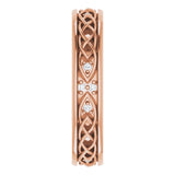 14K Gold Round Natural Diamond Celtic-Inspired Eternity Band - Rose Gold - view 4