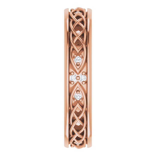 14K Gold Round Natural Diamond Celtic-Inspired Eternity Band - Rose Gold - view 4