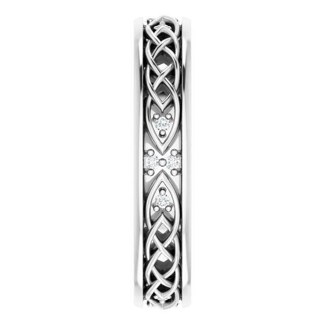 14K Gold Round Natural Diamond Celtic-Inspired Eternity Band - White Gold - view 4
