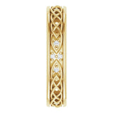 14K Gold Round Natural Diamond Celtic-Inspired Eternity Band - Yellow Gold - view 4