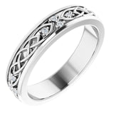 Platinum Round Natural Diamond Celtic-Inspired Eternity Band